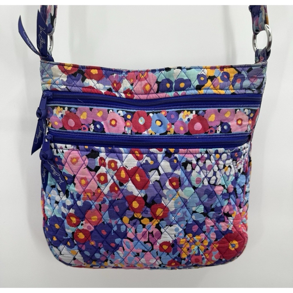 Vera Bradley Crossbody Bag Triple Zip Signature Quilted Boho Cottage Bloomcore